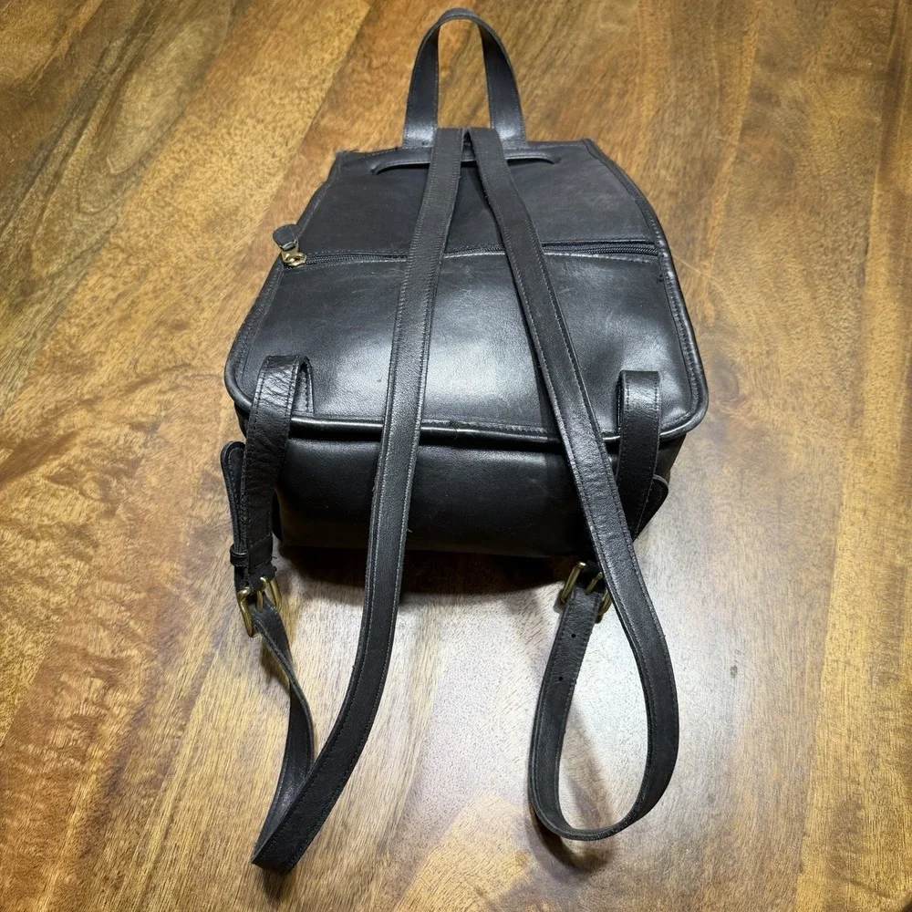 Coach Vintage Leather Backpack 9791 Large Daypack Rucksack Black
